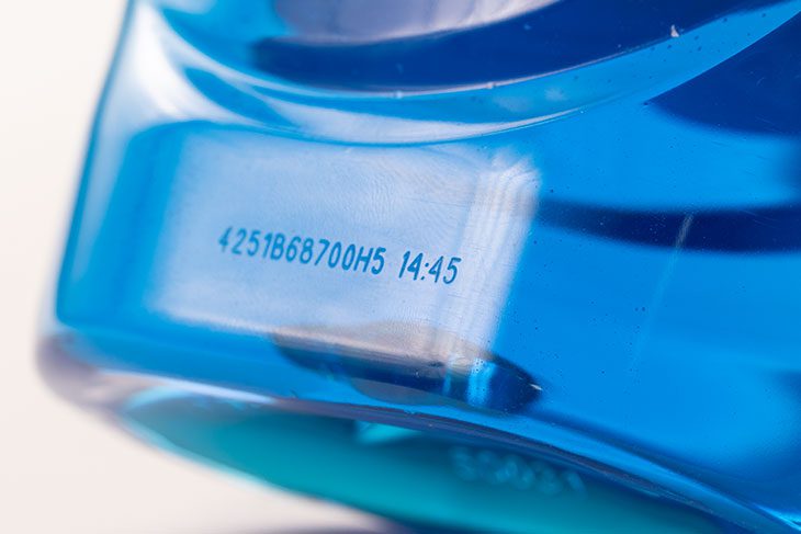 SQ-Laser marking on plastic cleaning bottle