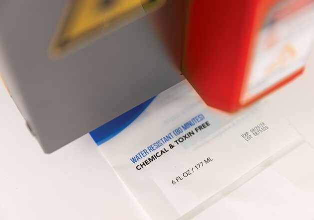 Sample of laser coding on flexible plastic